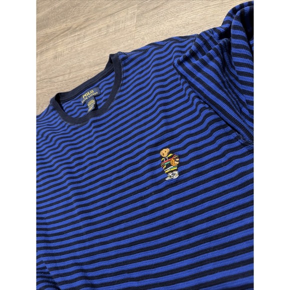 Polo Ralph Lauren Mens 2XL Sleepwear Bear Waffle Knit Long Sleeve Shirt - Picture 2 of 3